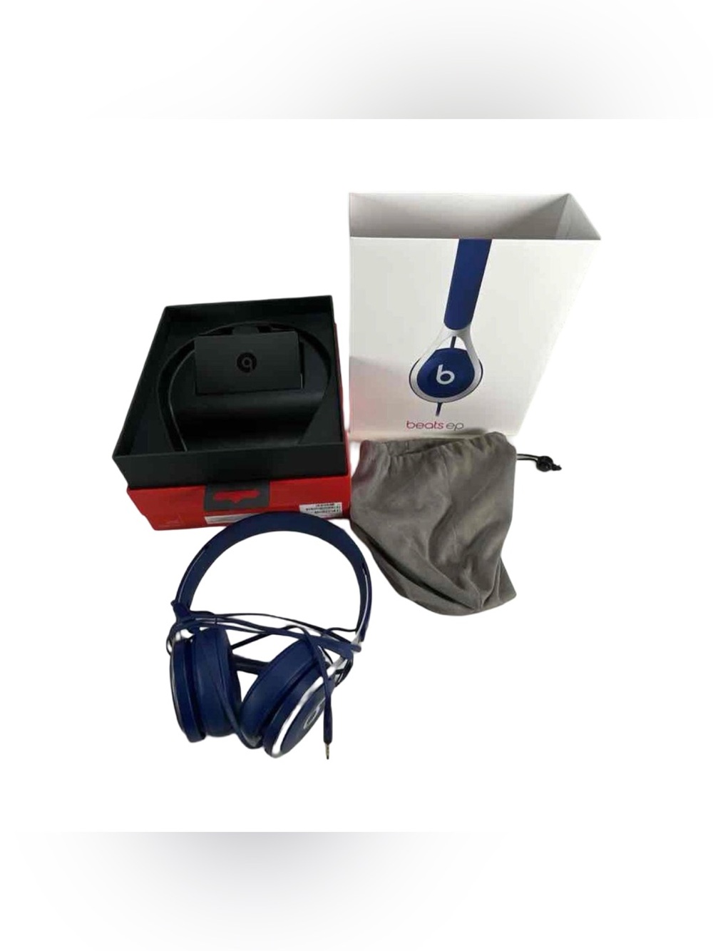 Used Beats EP Wired On-Ear Headphones Blue - Complete w/ Box & Pouch